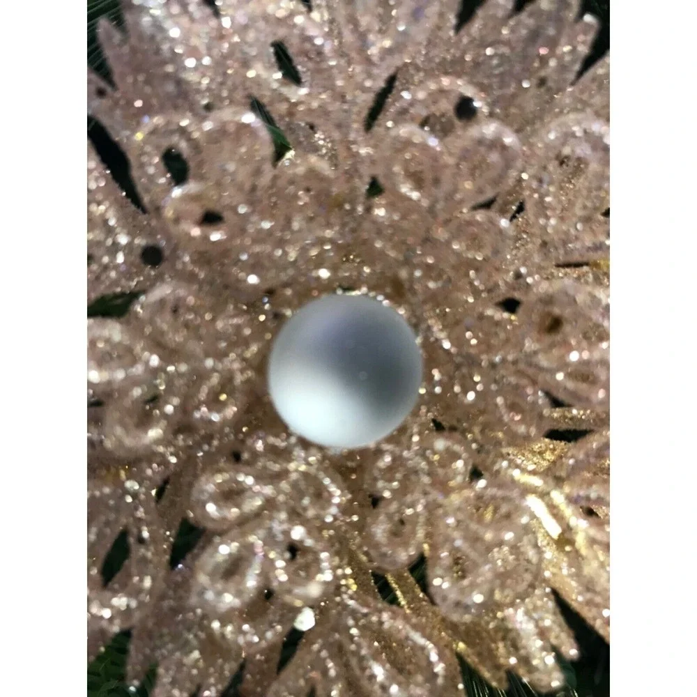 3 Snowflake Christmas Ornaments Pink‎ Blush 6 in Unique Styles Bead Rhinestone